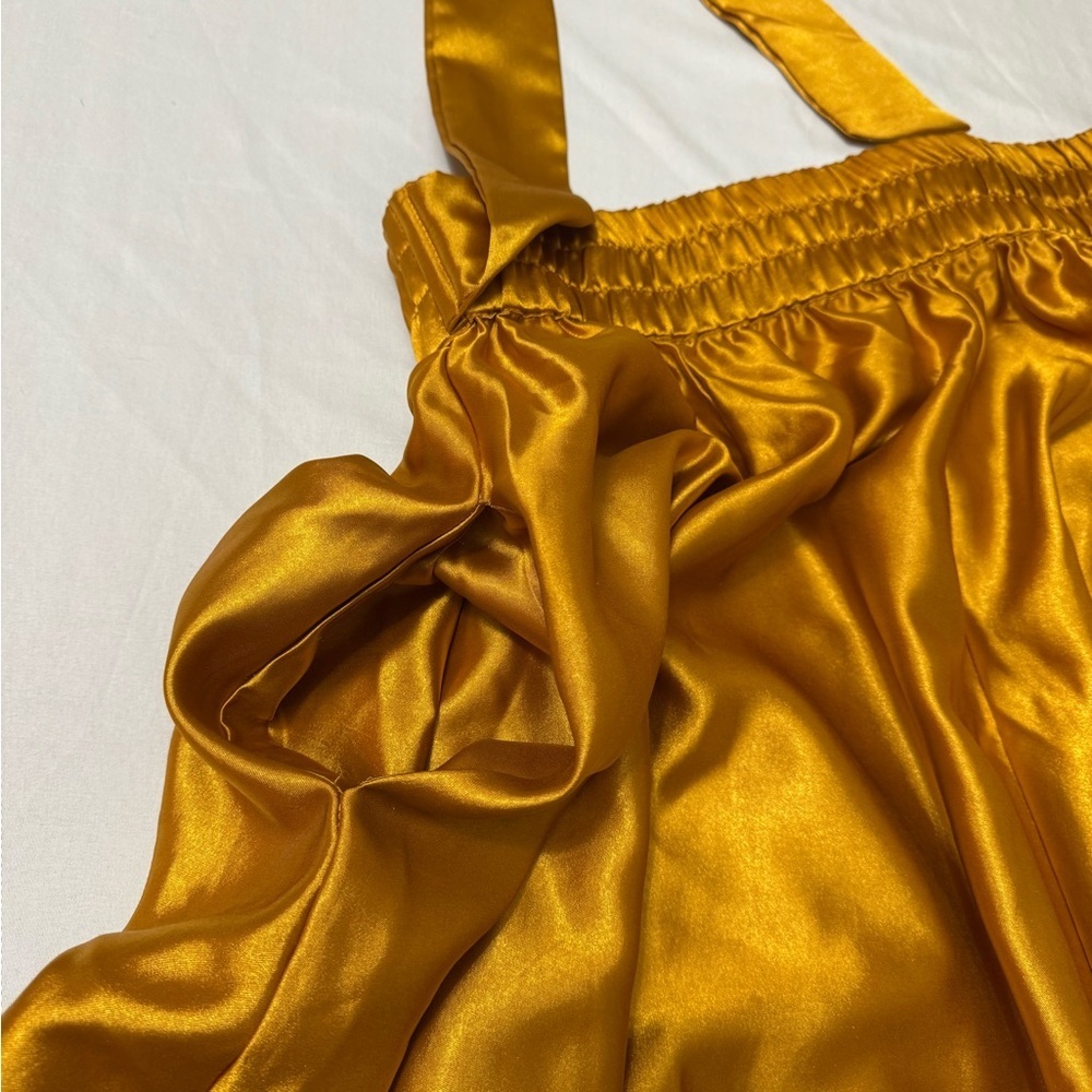 Gold Satin Tux Waist Maxi Skirt - Picture 8 of 11